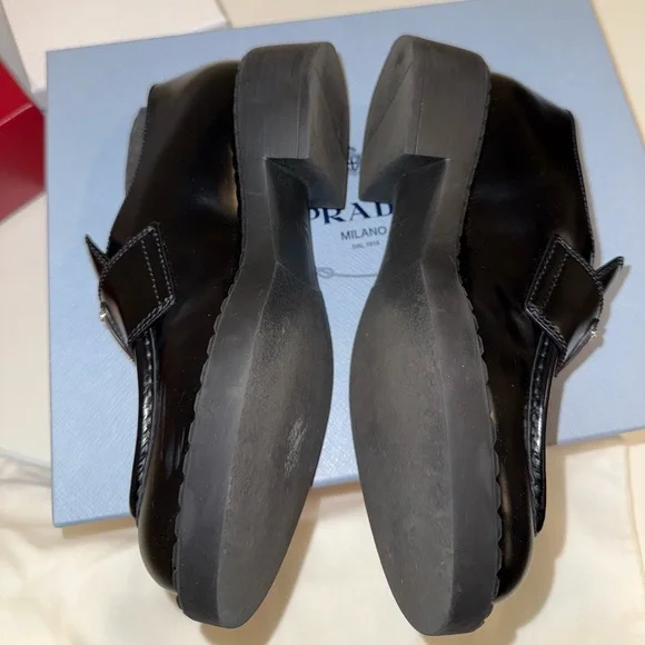 Prada brushed platform loafers black leather - Picture 5 of 11